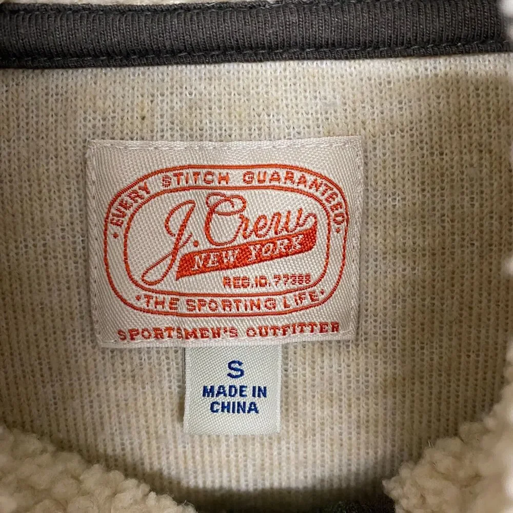 J Crew‎ Jacket Mens Small Beige Grizzy Fleece Half Zip Mock Neck Zip Sweater